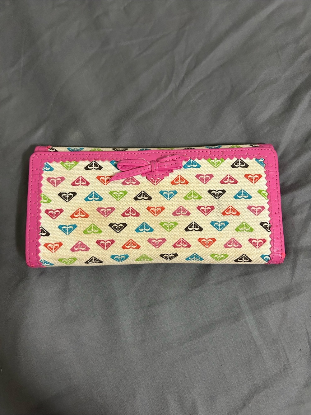 Roxy Y2K Multicolor Logo Trifold Wallet Vintage With Hearts